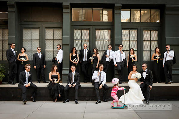 <div class="caption-credit">Photo by: Brian Dorsey Studios</div><div class="caption-title">Scoot Over</div><p> Let's face it - <a rel="nofollow noopener" href="http://www.bridalguide.com/planning/bridal-party-photos" target="_blank" data-ylk="slk:bridal party portraits;elm:context_link;itc:0;sec:content-canvas" class="link ">bridal party portraits</a> can get exhausting. There's nothing like an adorable tyke to put a huge grin on your face, even if your muscles are tired from smiling! </p> <p> <i>Have a photobomb of your own that you'd like to share? Upload your pic to</i> <i><span>BG's Facebook page</span> or</i><i><span>submit it to us via Instagram</span> (be sure to include the hashtag #bgphotobombs) and we may add it to our list!</i> </p>