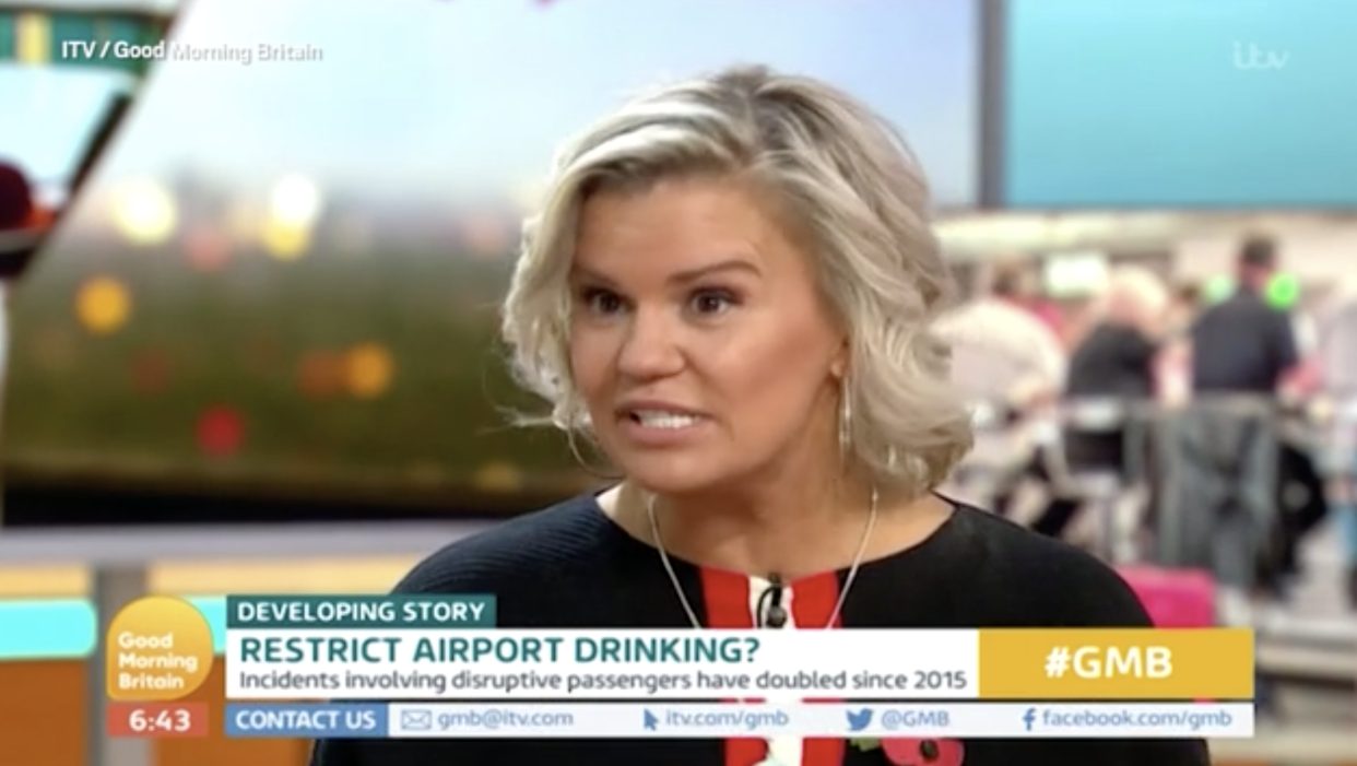 Kerry Katona argues against the proposed ban on airport drinking