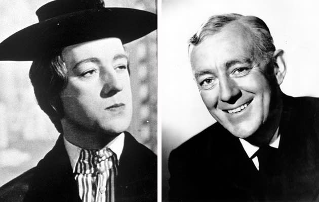 <b>Alec Guinness in 'Kind Hearts and Coronets' (1949)</b><br><br> In this quintessential Ealing comedy, Alec Guinness takes on the many roles of the D'Ascoyne family, including Reverend Lord Henry D'Ascoyne, Admiral Lord Horatio D'Ascoyne and General Lord Rufus D'Ascoyne, but none so impressively (or convincingly) as the unfortunate suffragette Lady Agatha D'Ascoyne, for which he donned a fetching hat and dress. Guinness was only initially offered four roles in the film, but insisted in taking on all eight. Greedy. <br><br><a href="http://uk.movies.yahoo.com/photos/film-star-waxworks-the-good-the-bad-and-the-ugly-1328266486-slideshow/" data-ylk="slk:[See also: Film star waxworks: The good, the bad and the ugly];elm:context_link;itc:0;sec:content-canvas;outcm:mb_qualified_link;_E:mb_qualified_link;ct:story;" class="link  yahoo-link">[<b>See also</b>: Film star waxworks: The good, the bad and the ugly]</a>