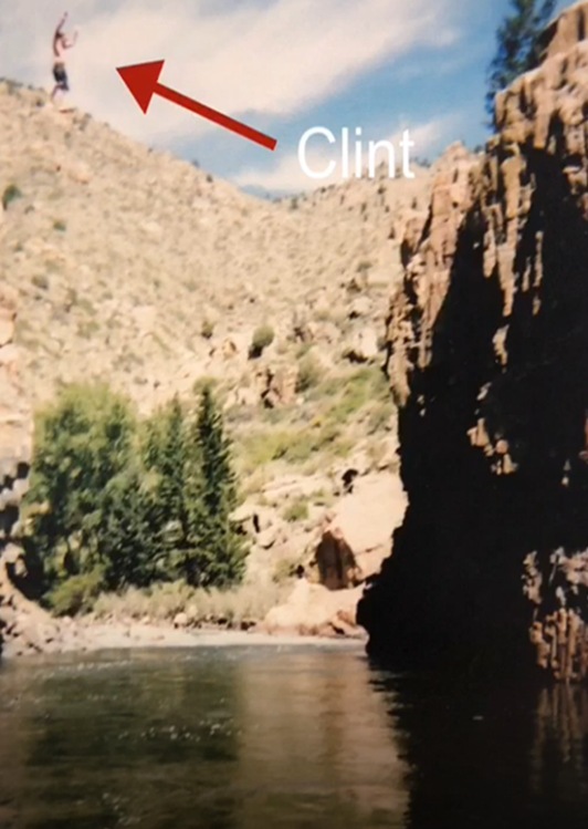 Clint, who was the inspiration for "Totem," loved diving and jumping off cliffs as a kid.