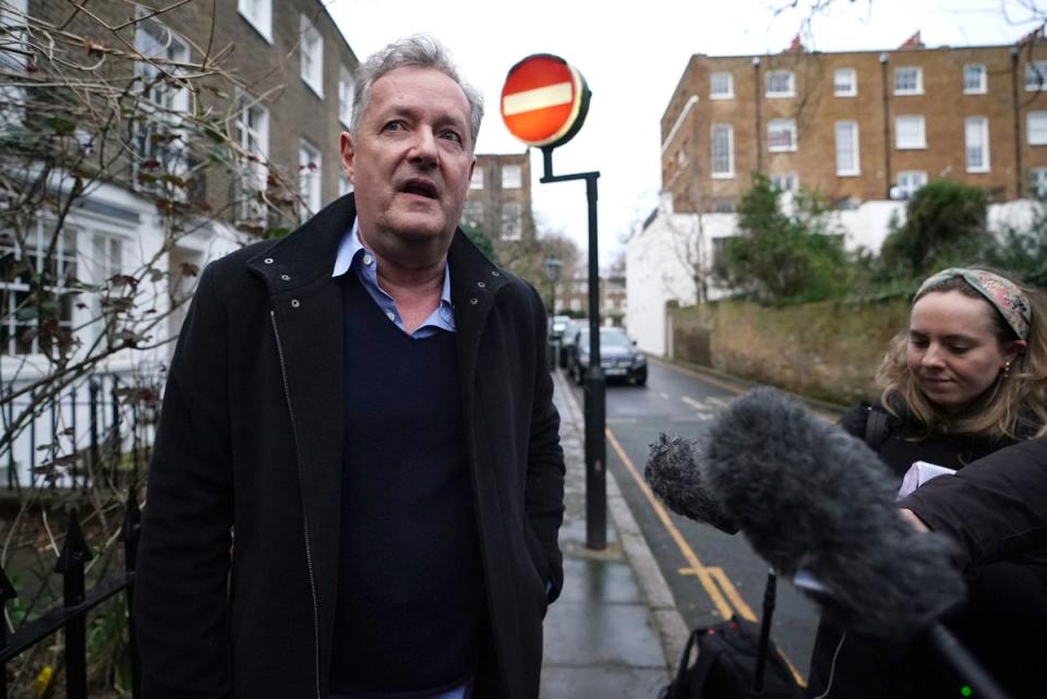 Morgan outside his home in London on Friday (PA)