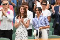 <p>At one point during their first one-on-one girls <a href="https://www.goodhousekeeping.com/life/g22142424/kate-middleton-wimbledon-prince-william-best-moments/" rel="nofollow noopener" target="_blank" data-ylk="slk:trip to Wimbledon;elm:context_link;itc:0;sec:content-canvas" class="link ">trip to Wimbledon</a> this summer, the Duchesses were <em><strong>very</strong></em> unamused at what was going down on the court. </p>