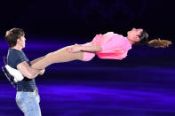 <p>Italy’s Valentina Marchei and Italy’s Ondrej Hotarek perform during the figure skating gala event during the Pyeongchang 2018 Winter Olympic Games at the Gangneung Oval in Gangneung on February 25, 2018. / AFP PHOTO / Mladen ANTONOV (Photo credit should read MLADEN ANTONOV/AFP/Getty Images) </p>