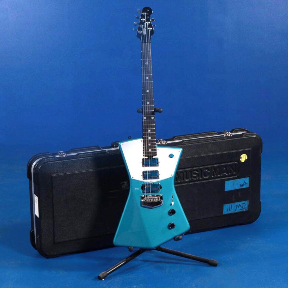 Customized 2018 St. Vincent signature model Ernie Ball guitar, used extensively by Jack White on his Boarding House Reach tour.