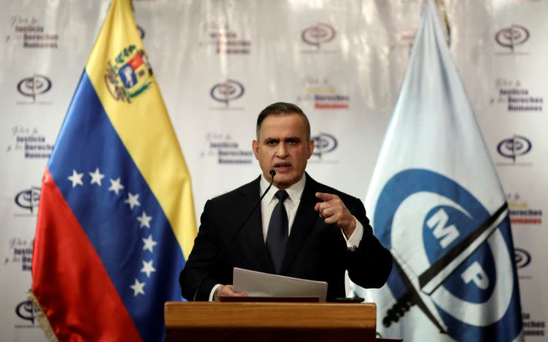 Venezuela's chief prosecutor Tarek William Saab holds a news conference in Caracas