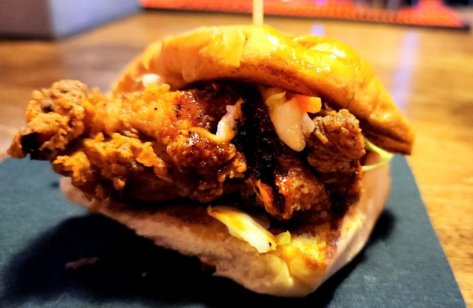 The signature spicy chicken sandwich is on the three-course fixed price menu at Moonshine Alley for Restaurant Weeks.