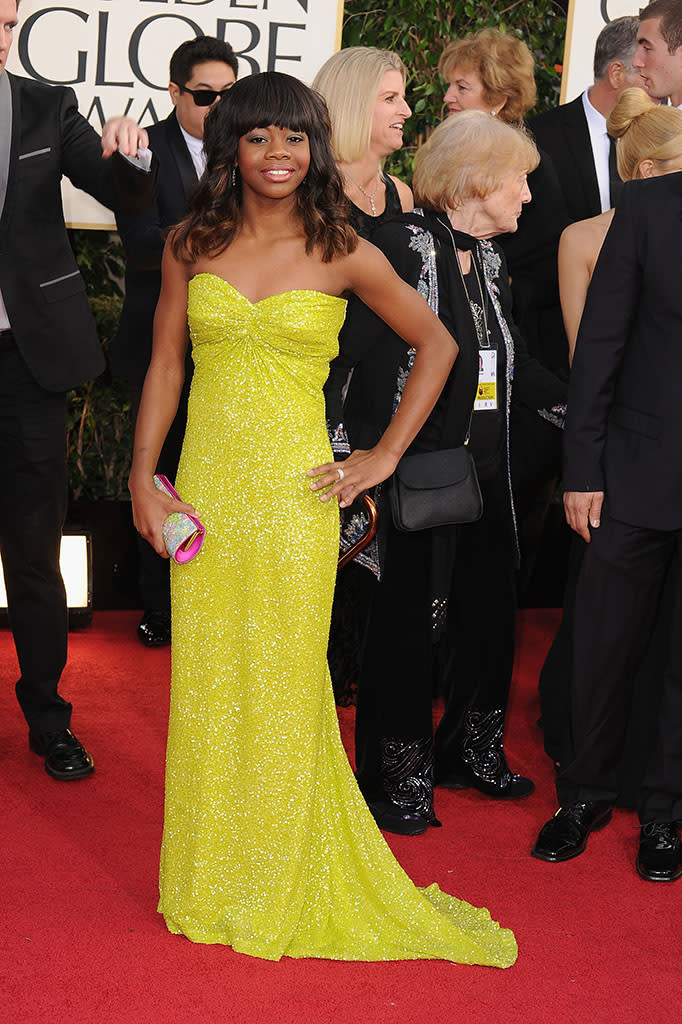 Gabby Douglas arrives at the 70th Annual Golden Globe Awards at the Beverly Hilton in Beverly Hills, CA on January 13, 2013.