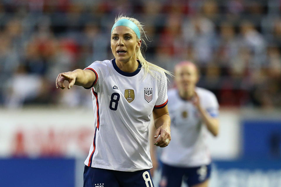 The USWNT has started moving their compensation structure in the direction of eliminating guaranteed salaries entirely. (Photo by Mike Stobe/Getty Images)