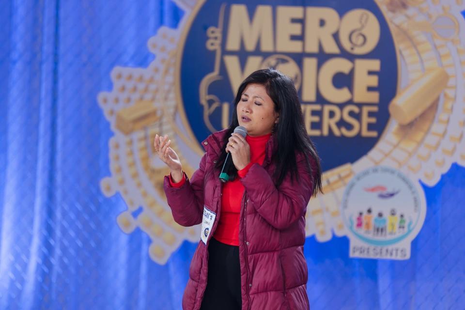 Contestant Manju Lama sings at the "Mero Voice Universe" auditions on Saturday at Crowne Plaza Columbus North-Worthington.