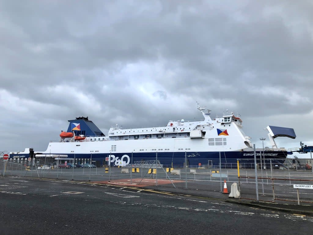 P&O European Causeway ferry docked at Larne Port (PA) (PA Wire)