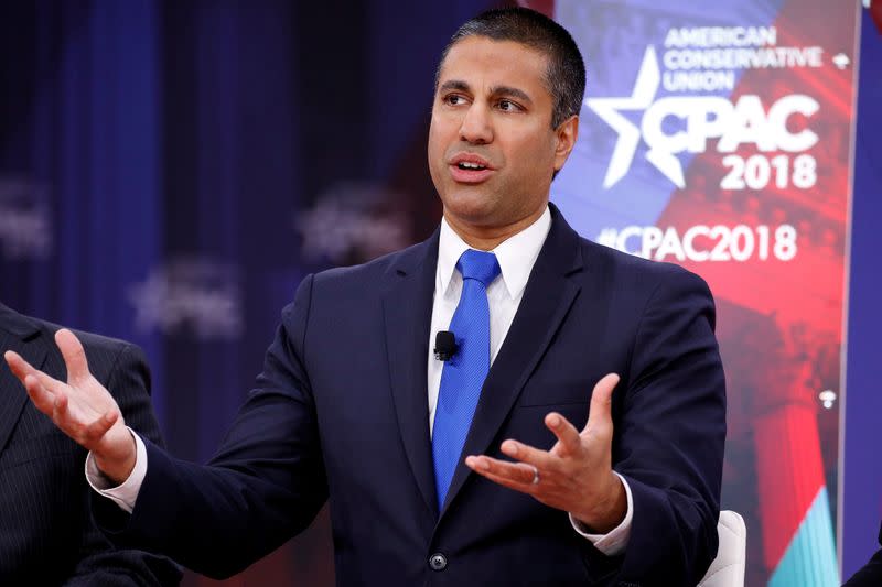 FILE PHOTO: Chairman of the Federal Communications Commission Ajit Pai speaks at the Conservative Political Action Conference (CPAC) at National Harbor, Maryland