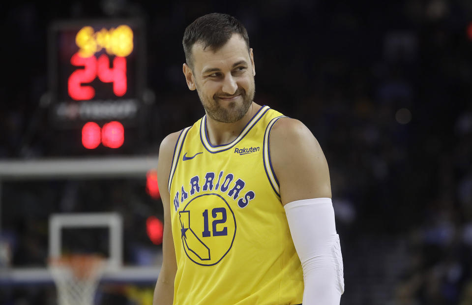 Andrew Bogut has made eight appearances for the Golden State Warriors since rejoining the two-time defending champions last month. (AP)