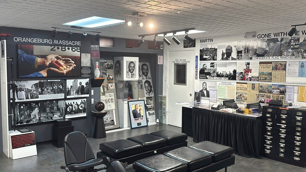 A display is seen at the museum created by South Carolina civil rights photographer Cecil Williams, the only civil rights museum in the state, on Tuesday, Dec. 12, 2023, in Orangeburg, South Carolina. (AP Photo/Jeffrey Collins)