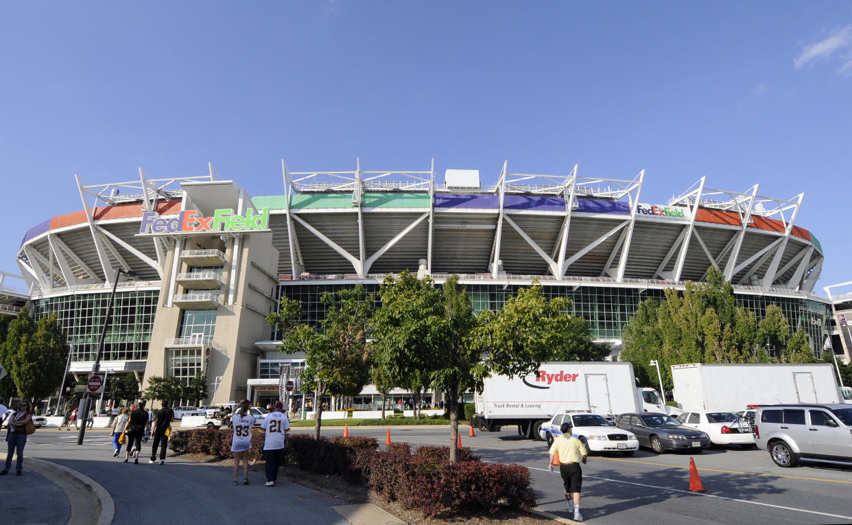 FedEx Field is photographed before an NFL preseason football game between the Pittsburgh Steelers and Washington Redskins in Landover, Md., on Friday, Aug. 12, 2011. (AP Photo/Nick Wass)