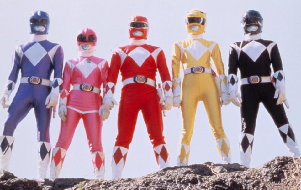 The power rangers overlooking a cliff