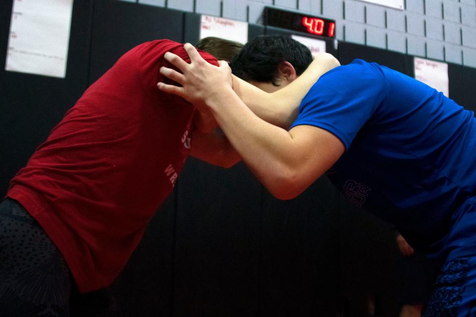 Freshman wrestler Kayla Husti-Luca attends wrestling practice at Souderton High School on Thursday, Jan. 6, 2022. 