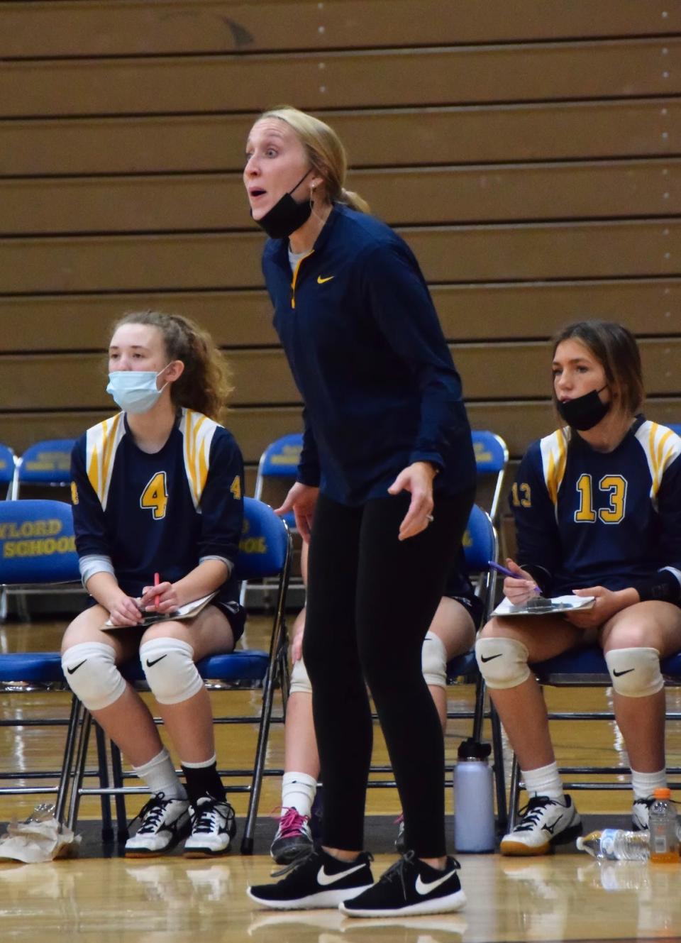 New GHS varsity volleyball coach Brittany Cornish coaches the junior varsity team in a 2021 match.