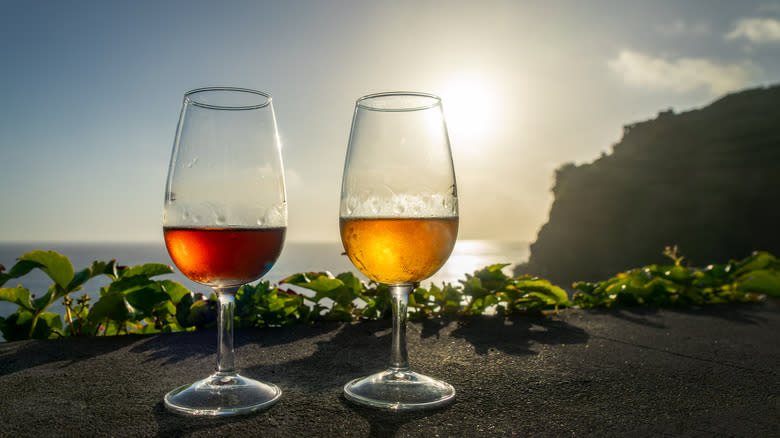 two glasses of madeira wine