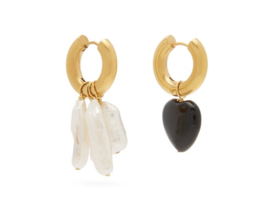 Timeless Pearly Mismatched Pearl and Obsidian Gold-Plated Earrings (Credit: Matches Fashion)