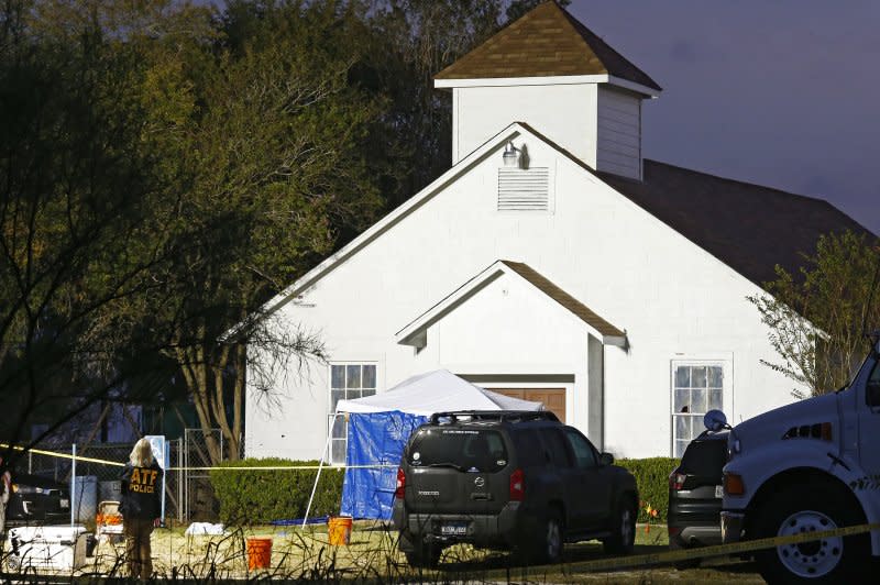 On November 5, 2017, a gunman opened fire at a Baptist church in Sutherland Springs, Texas, killing 26 people, including an unborn child. File Photo by Larry W. Smith/EPA-EFE