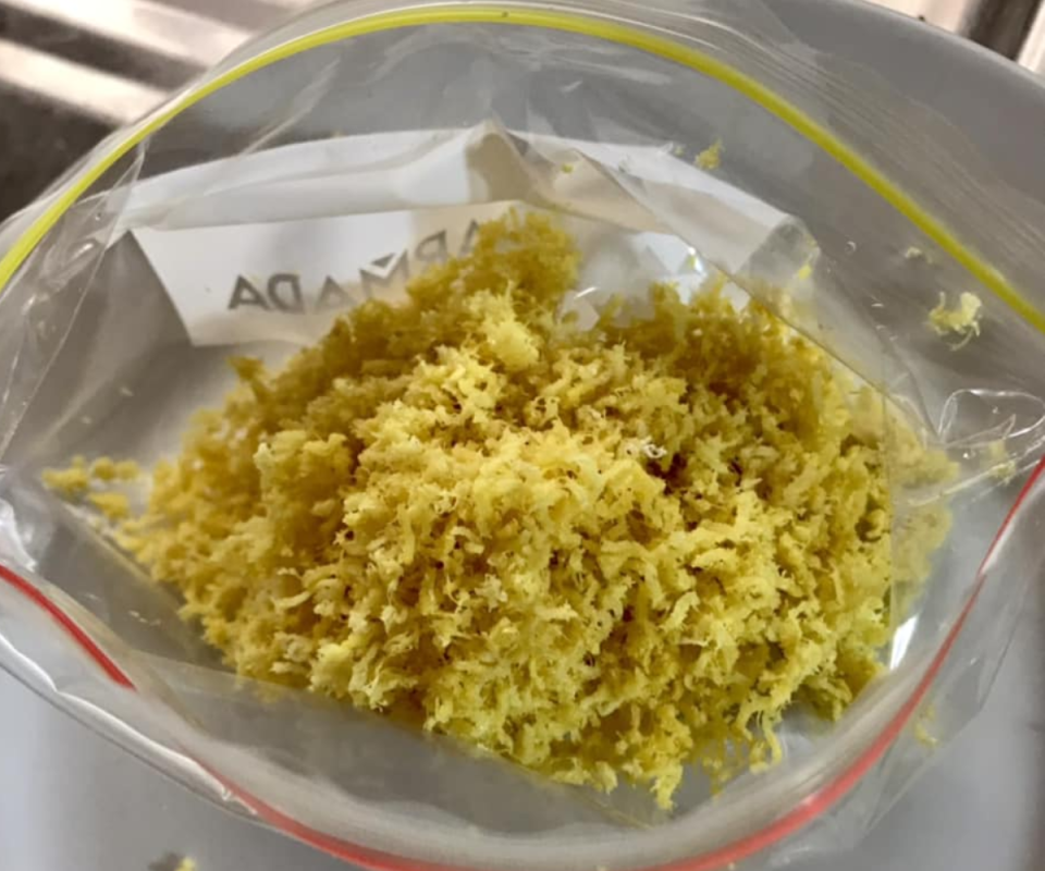 Coles lemon zest in a snaplock bag.