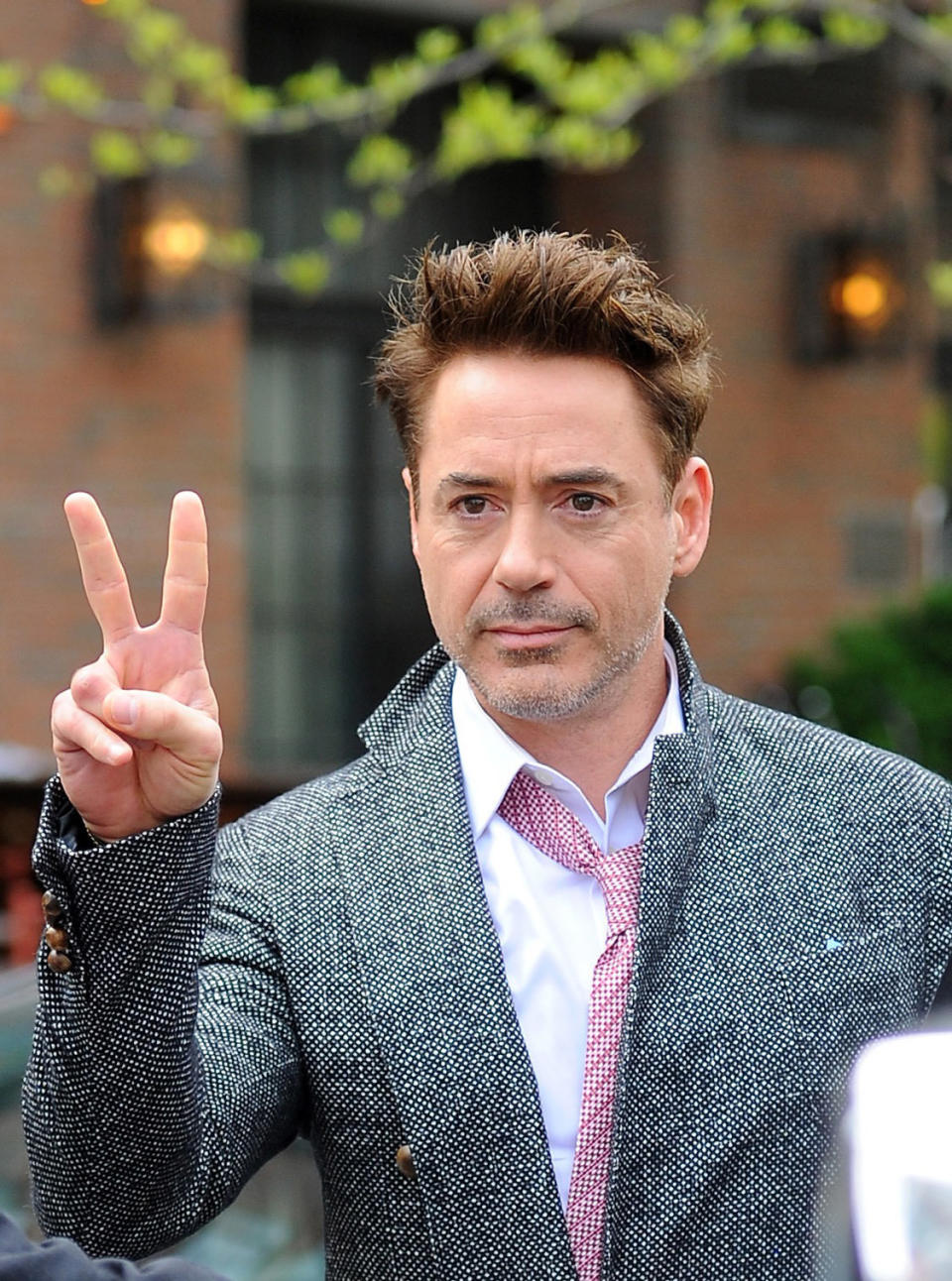 NEW YORK, NY - APRIL 30:  Robert Downey Jr. leaves Gemma restaurant on April 30, 2013 in New York City.  (Photo by Josiah Kamau/BuzzFoto/FilmMagic)