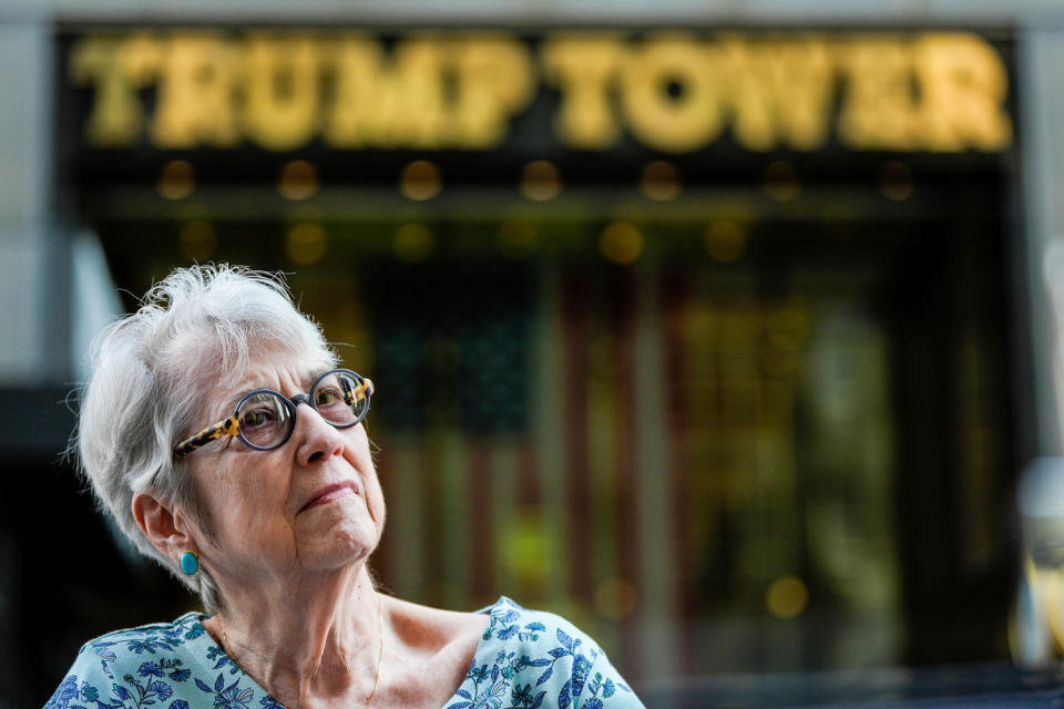 Jessica Leeds outside Trump Tower (Julia Nikhinson/AP)