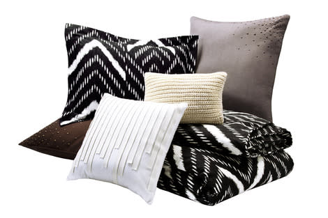 Throw Pillows, Studded Shams, and a Duvet Set 