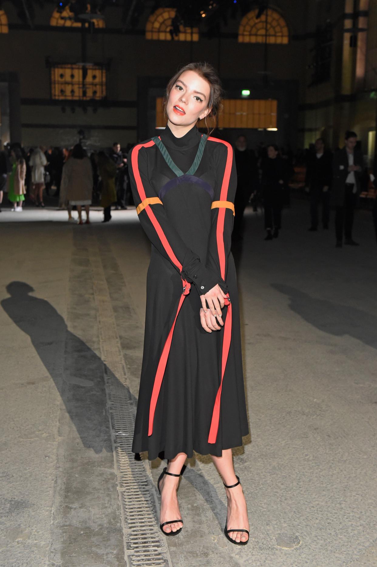 Taylor-Joy at the Burberry February 2018 show during London Fashion Week at Dimco Buildings on Feb. 17, 2018.