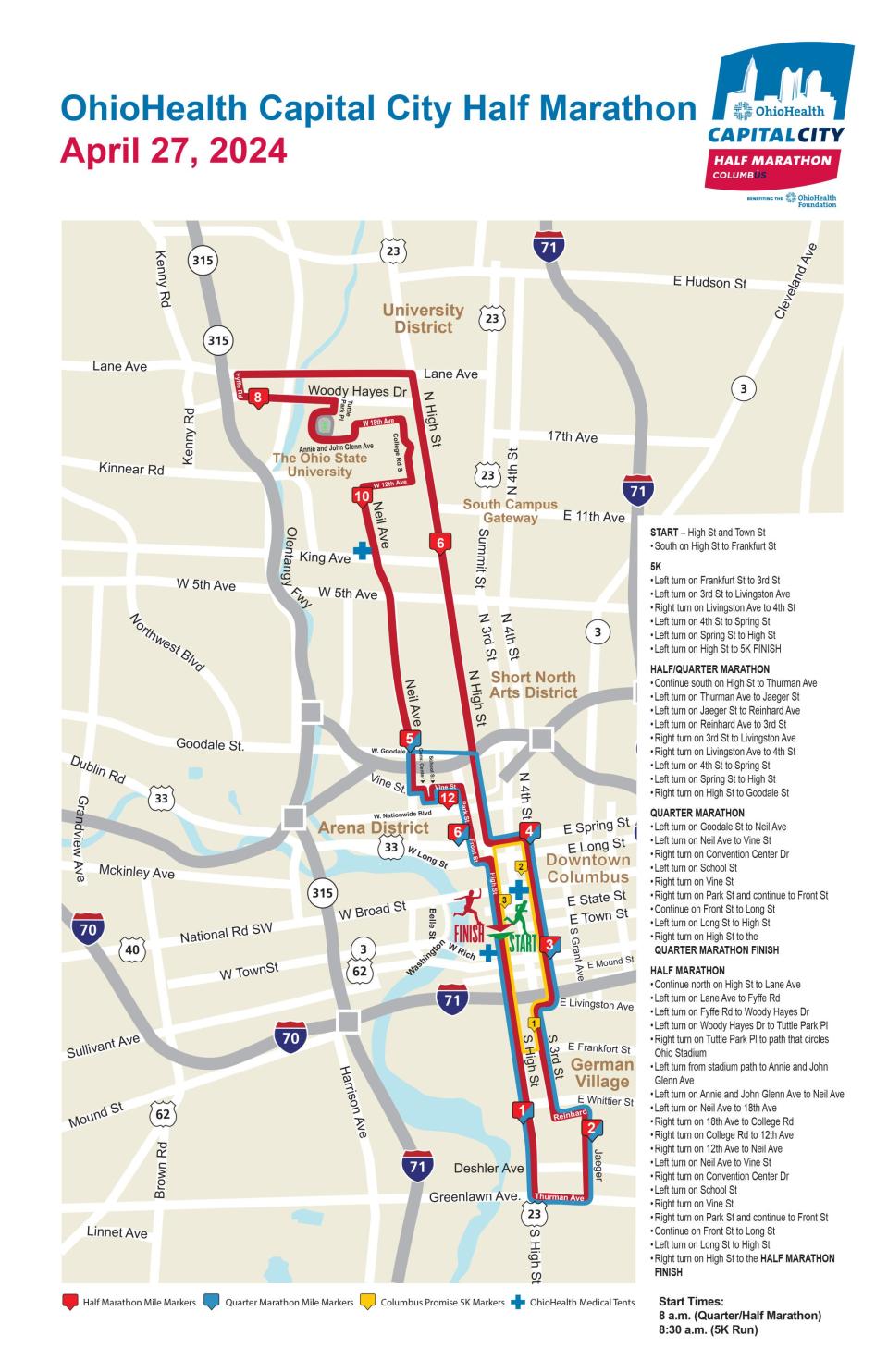 A map of the half and quarter marathon routes featured on the event's website.