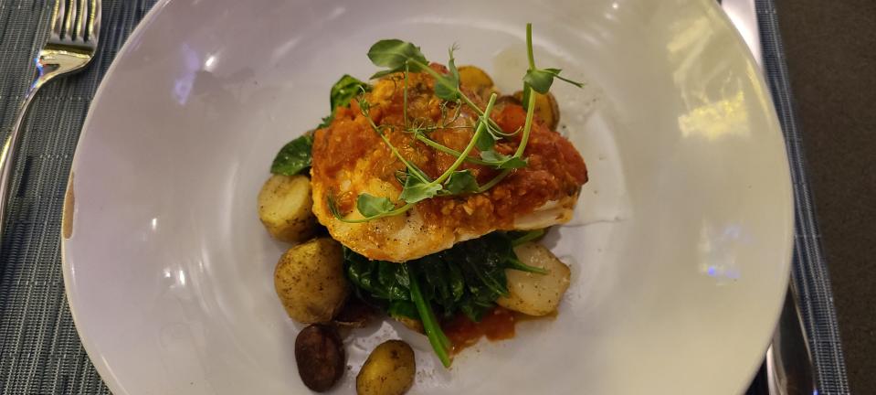 Keewaydin's pan-seared black grouper, a composed dish, $39.