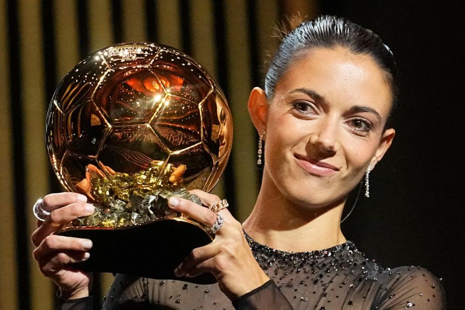 Barcelona and Spain midfielder Aitana Bonmati won the 2023 women’s Ballon d'Or (AP)