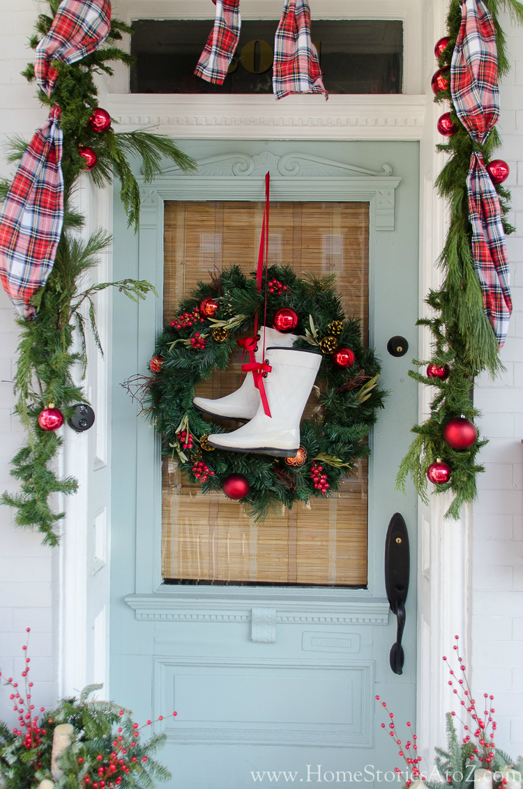 diy christmas door decorations boots and wreath