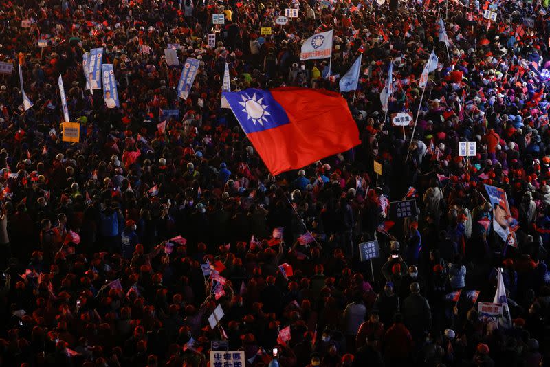 FILE PHOTO: Campaign rally of the main opposition party Kuomintang (KMT) in Taoyuan