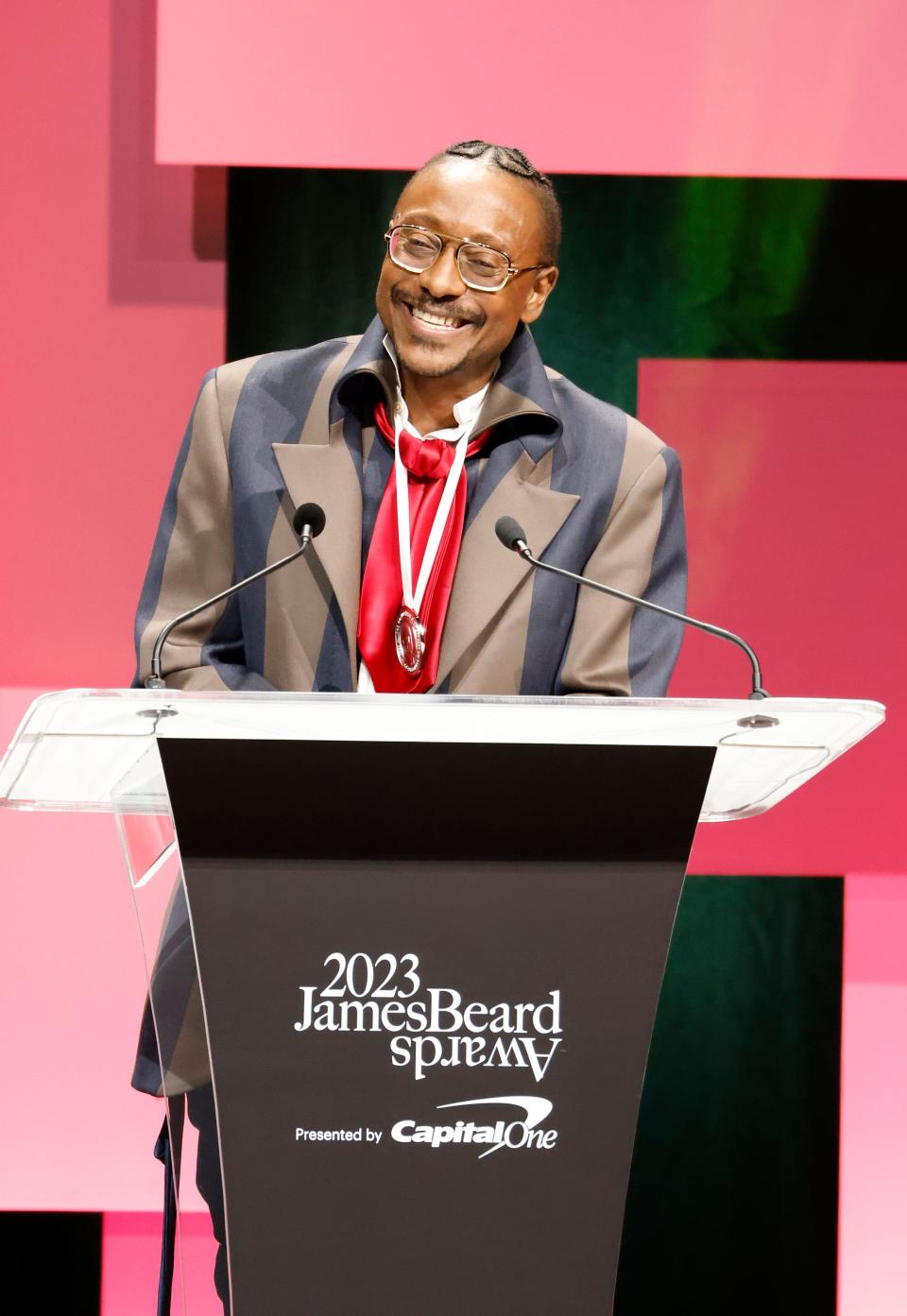 Gregory Gourdet and team on behalf of Kann (Portland, Oregon) accept the award for Best New Restaurant at the 2023 James Beard Restaurant and Chef Awards at Lyric Opera of Chicago on June 05, 2023, in Chicago. (Photo by Jeff Schear/Getty Images for The James Beard Foundation)