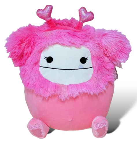 Squishmallows Official Kellytoy 11 Inch Caparinne Bigfoot Hot Pink Plush Wearing Hot Pink Glitter Heart Headband - 2023 Valentine’s Squad Stuffed Animal Toy Plush Doll