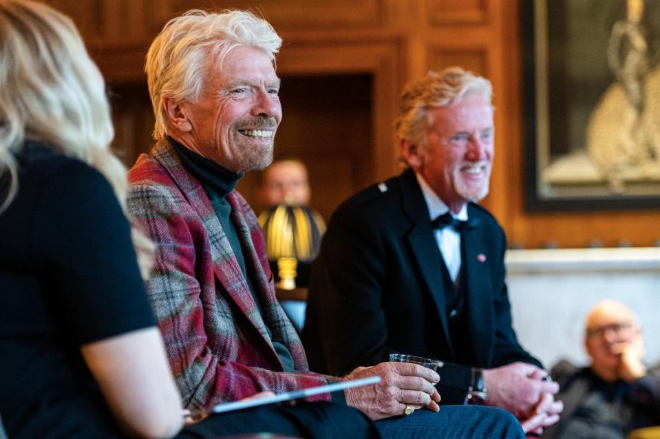 Sir Richard Branson (centre) and CEO of Virgin Hotels James Bermingham (PA)