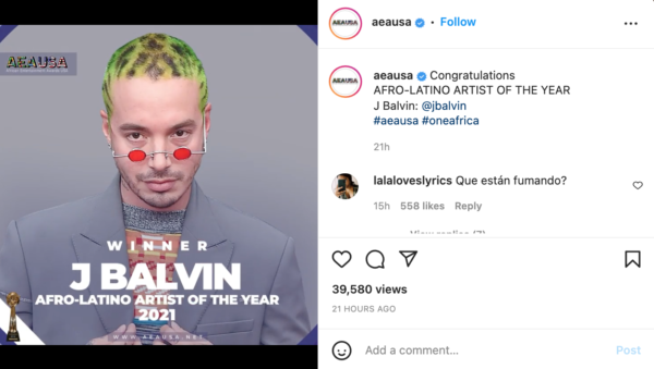 J Balvin Named Icon of Year at the Latin American Fashion Awards