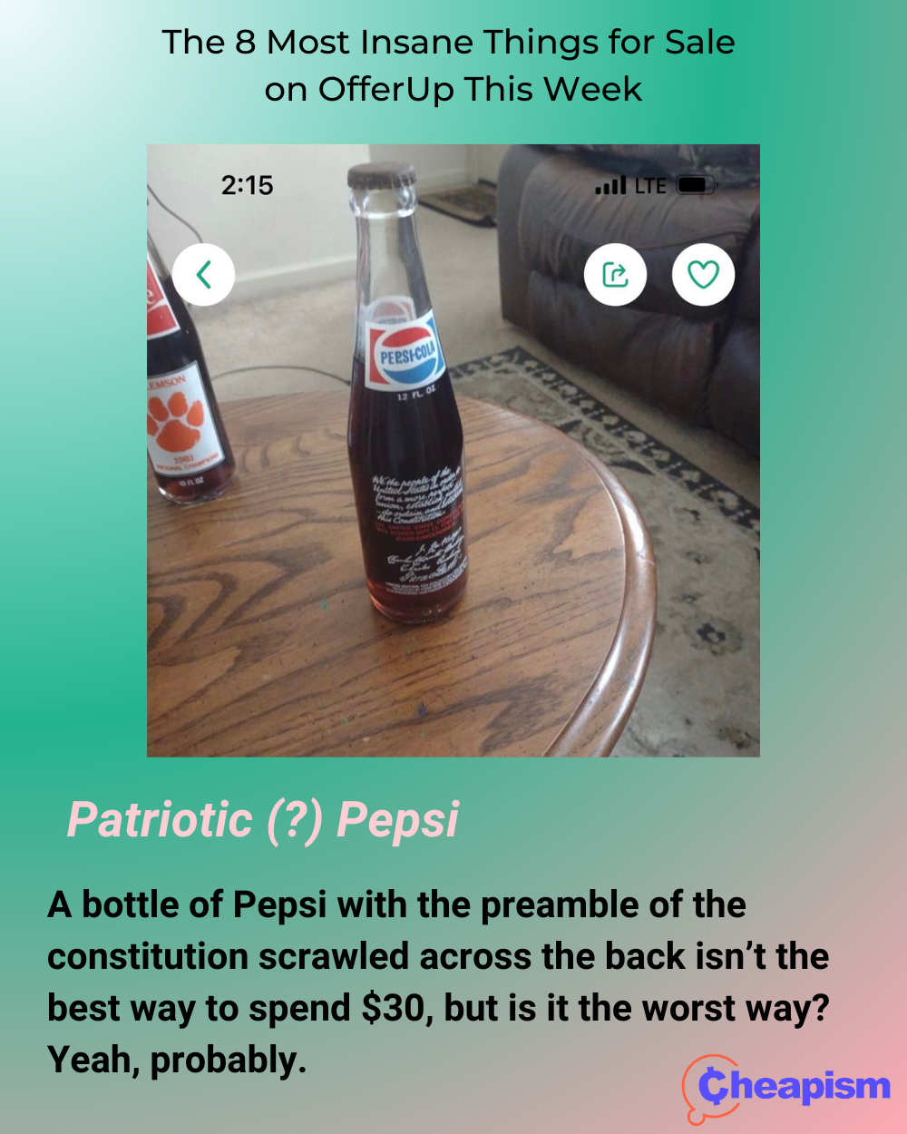 Bottle of Pepsi with the Preamble of the Constitution