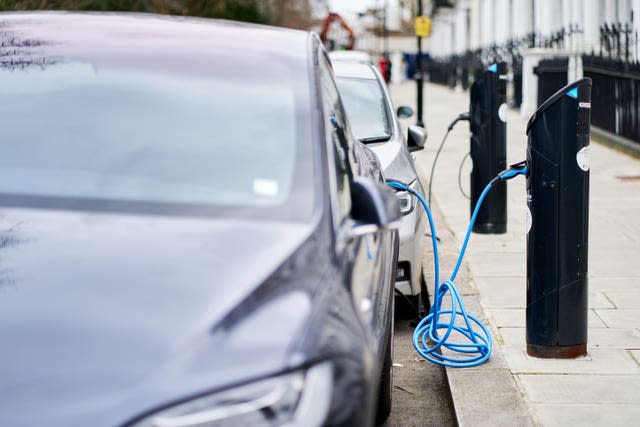 Electric cars being charged