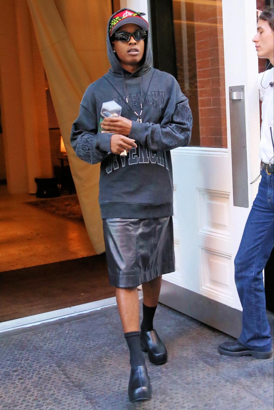 A$AP Rocky in a Givenchy skirt (Christopher Peterson / SplashNews.com)