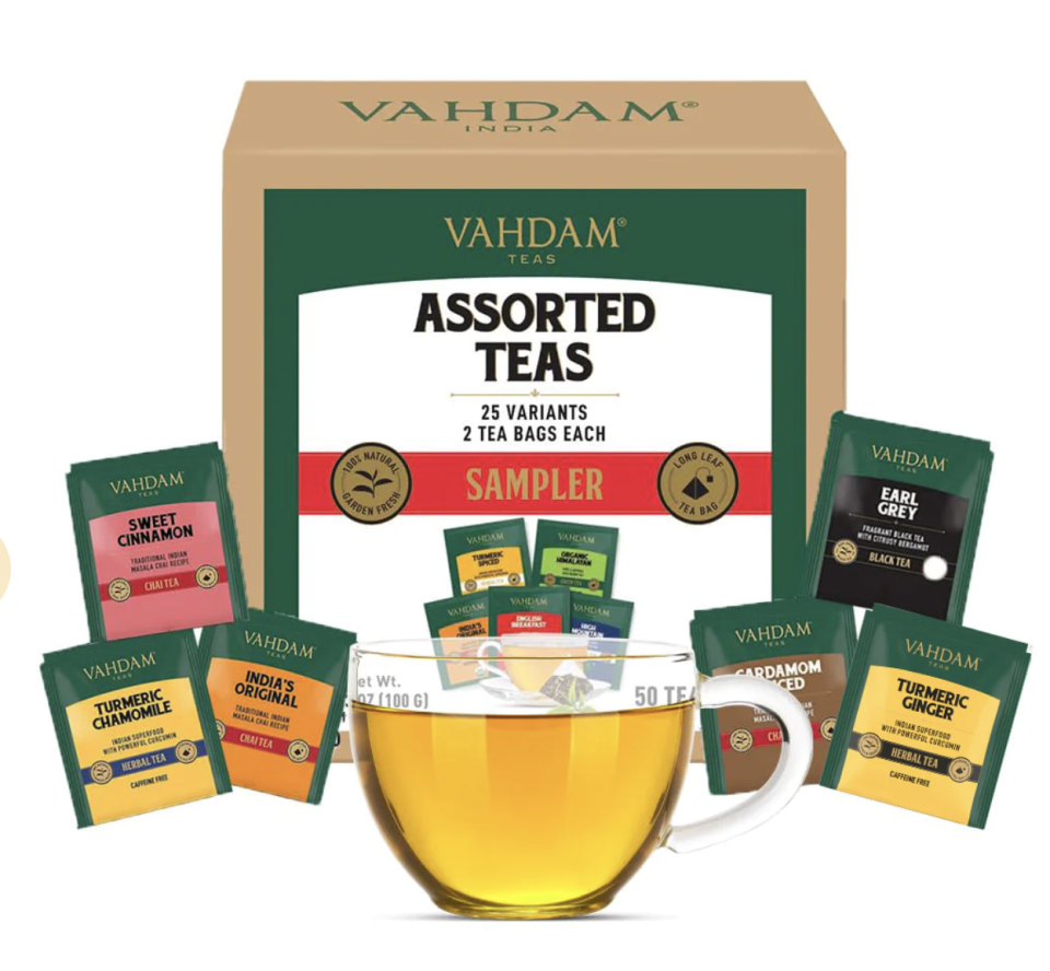 <p><a href="https://go.redirectingat.com?id=74968X1596630&url=https%3A%2F%2Fwww.vahdam.com%2Fproducts%2Fassorted-tea-bags-sampler-2-x-25-variants&sref=https%3A%2F%2Fwww.goodhousekeeping.com%2Fholidays%2Fgift-ideas%2Fg40754200%2Fgifts-for-tea-lovers%2F" rel="nofollow noopener" target="_blank" data-ylk="slk:Shop Now;elm:context_link;itc:0;sec:content-canvas" class="link ">Shop Now</a></p><p>Assorted Tea Bags Holiday Sampler</p><p>vahdam.com</p><p>$19.99</p>