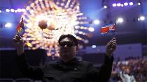 A man impersonating North Korea's Kim Jong-un attends the closing ceremony of the Rio 2016 Olympic Games. Pic: AFP