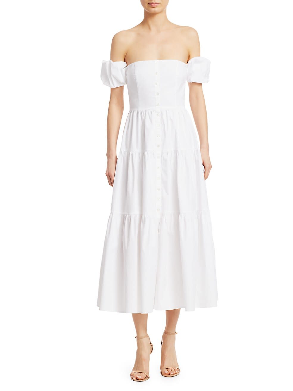 Staud Elio Puff-Sleeve Prairie Dress | SaksFifthAvenue