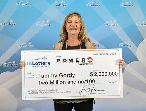 Tammy Gordy, of Ottumwa, won a $2 million Powerball prize on June 26, 2023.