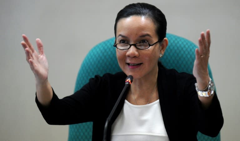 Grace Poe answers questions during a press conference in in Manila, on March 17, 2015