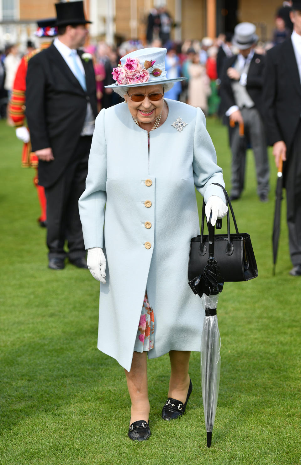 Queen Elizabeth II attending the Royal Garden Party at Buckingham Palace in London.