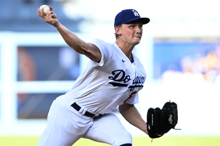 Los Angeles Dodgers starting pitcher Emmet Sheehan throws to a Cincinnati Reds batter.