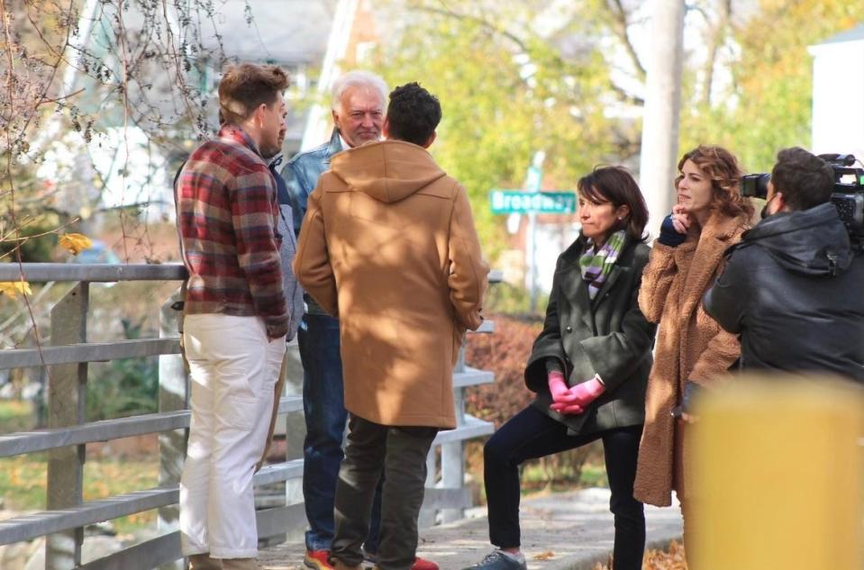 Cornwall resident Michael Summerfield speaks with designers Nate Berkus and Jeremiah Brent in October. Summerfield and Amy Bandolik (second from right) co-led a successful effort to highlight Cornwall in an upcoming "Home Town Kickstart" episode on HGTV.