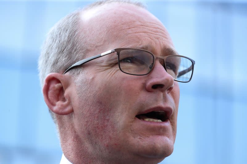 Irish Foreign Minister Simon Coveney, speaks to the media, in Brussels